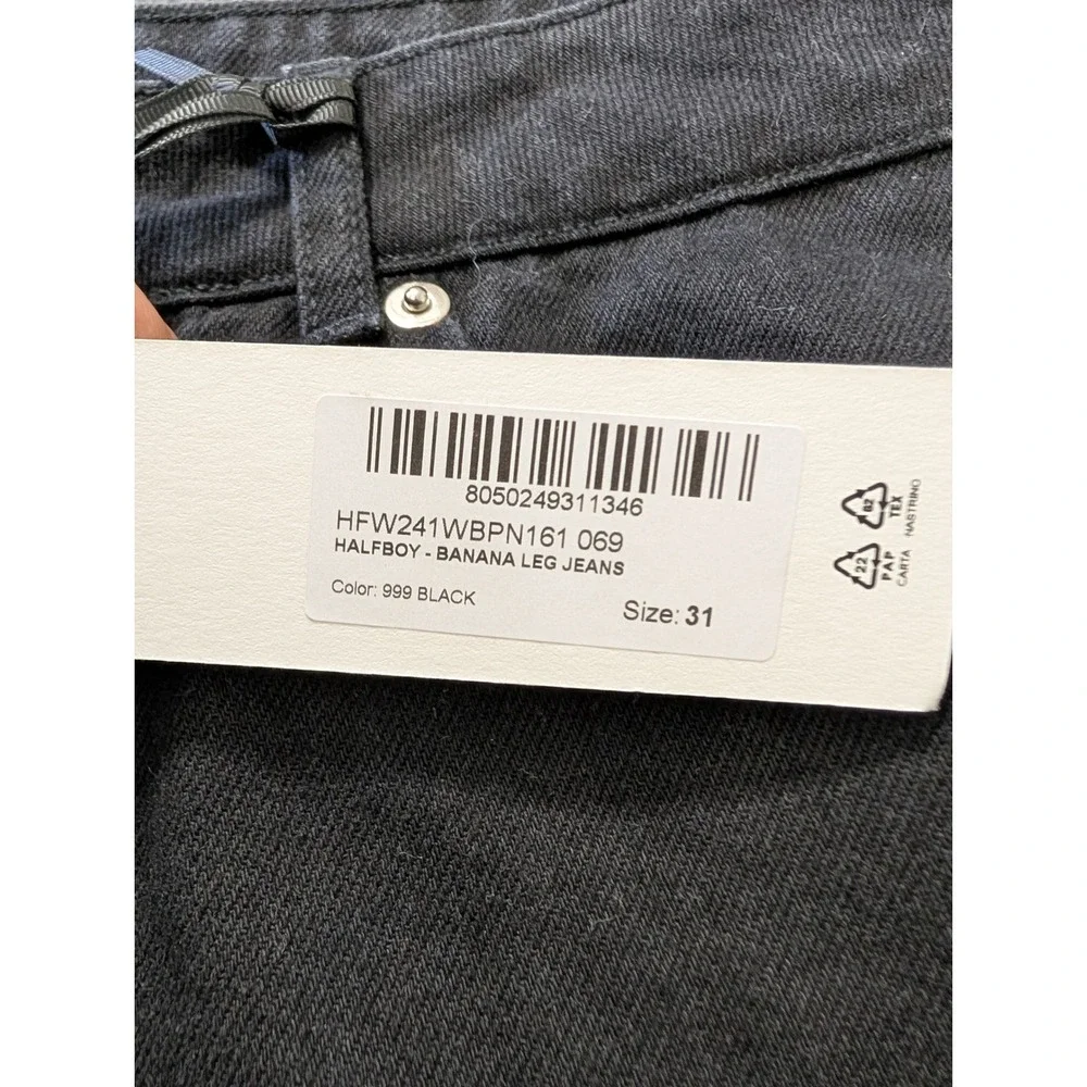 HALFBOY Banana Leg Jeans Women's 31 Black Denim barrel NWTs‎ timeless luxury